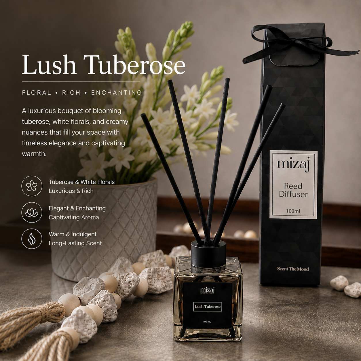 Lush Tuberose Reed Diffuser by Mizaj